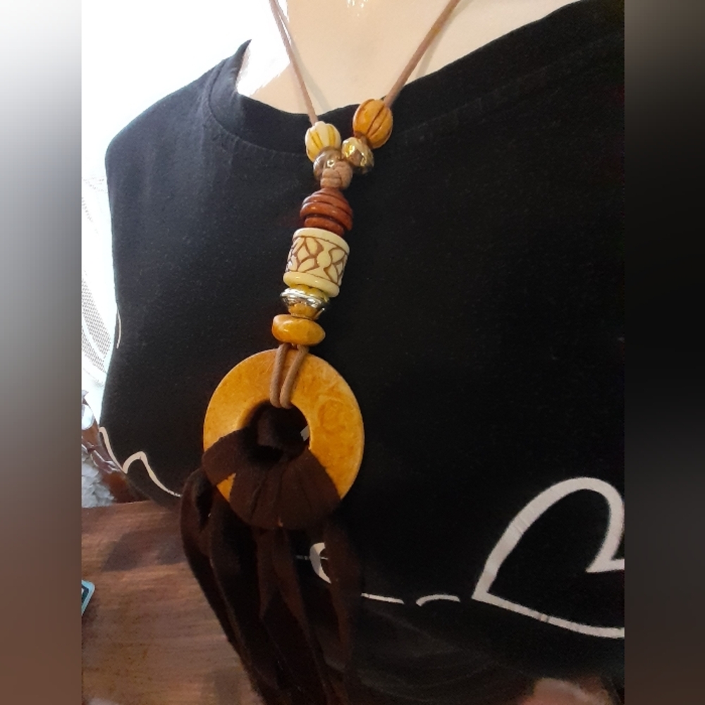 Boho Bead Necklace Long